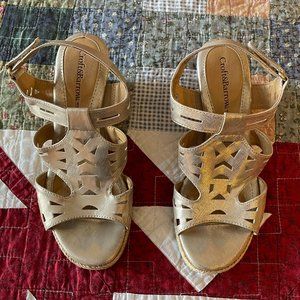 Croft & Barrow Cork Wedge Heels, Metallic Color,  Size 6.5M - Ortholite